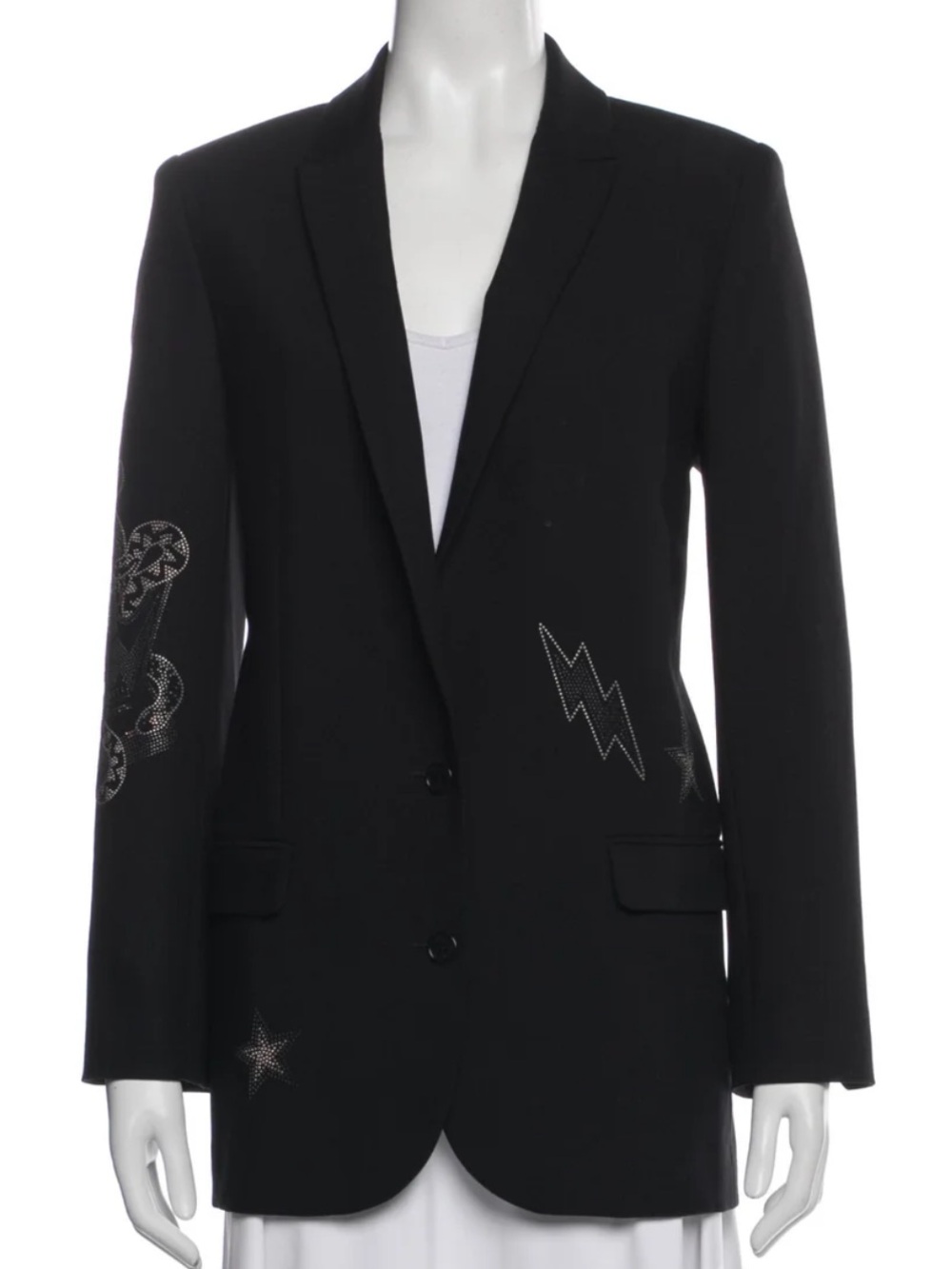 Zadig & Voltaire Black Embellished Single-Breasted Blazer